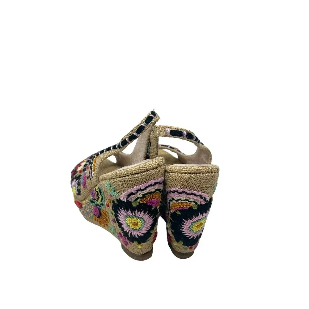 L'AUTRE CHOSE Floral Embroidered‎ Wedge Sandals Size 37 / US 6.5